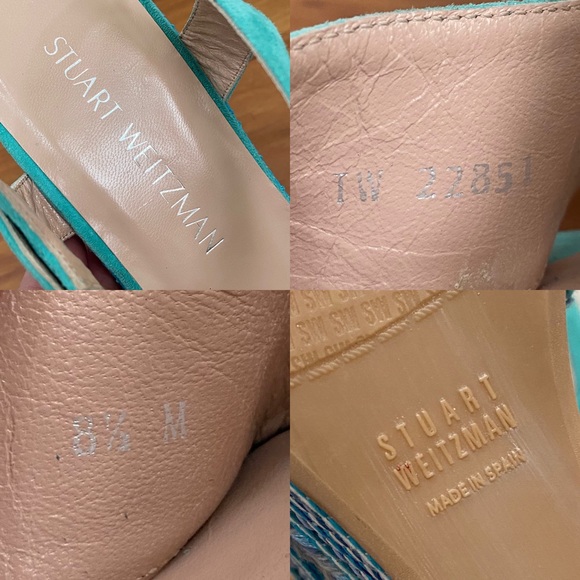 STUART WEITZMAN Single Island Embellished Rope Turquoise Suede Wedge Sandals 8.5 - Picture 14 of 16